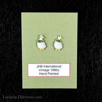 JHB Miniature Christmas Geese Buttons Set of 2