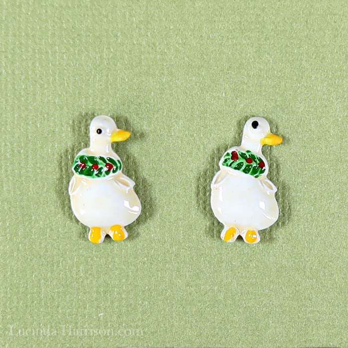 JHB Miniature Christmas Geese Buttons Set of 2