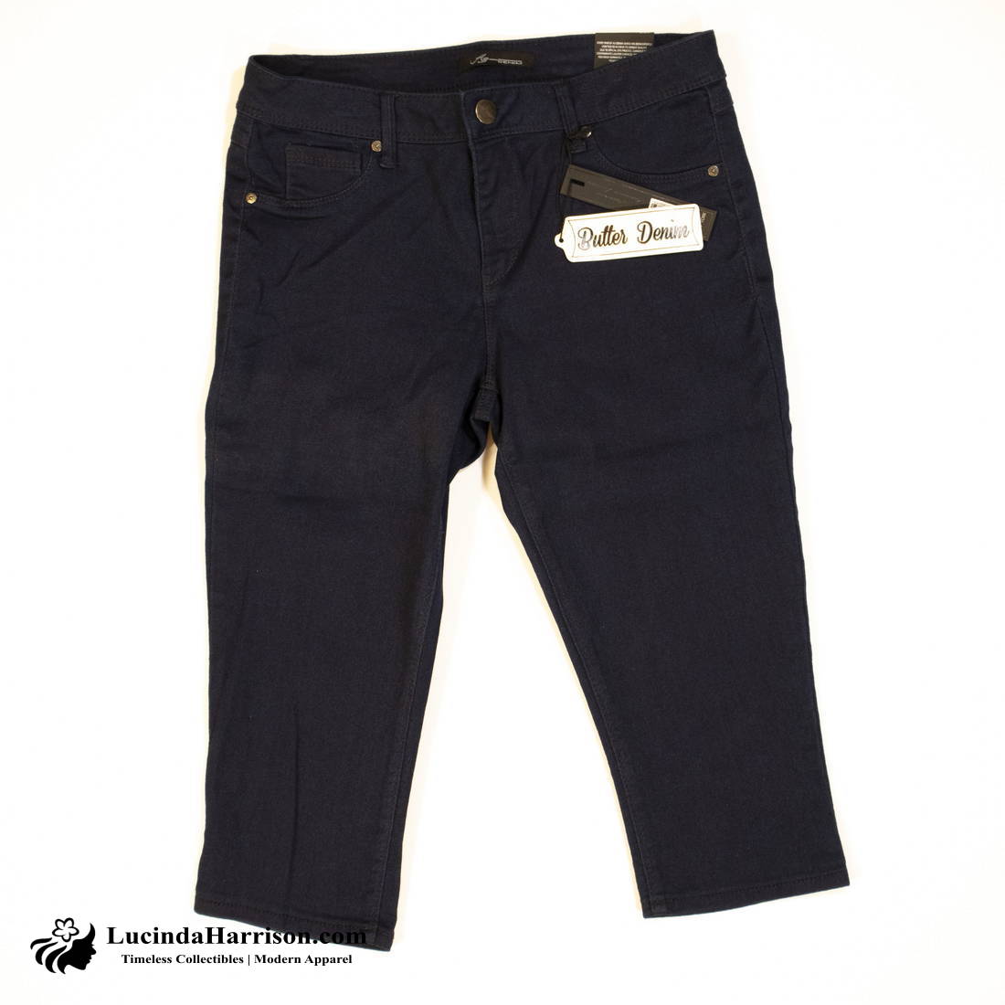 AZ Butter Denim Dark Navy Capri Jeans Petite 12