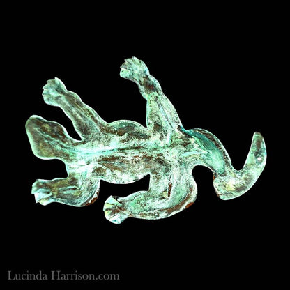 1989 Southwest Copper Verdigris Green Patina Gecko Ornament