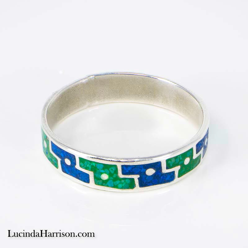 Sterling Silver Malachite Azurite Inlaid Ring