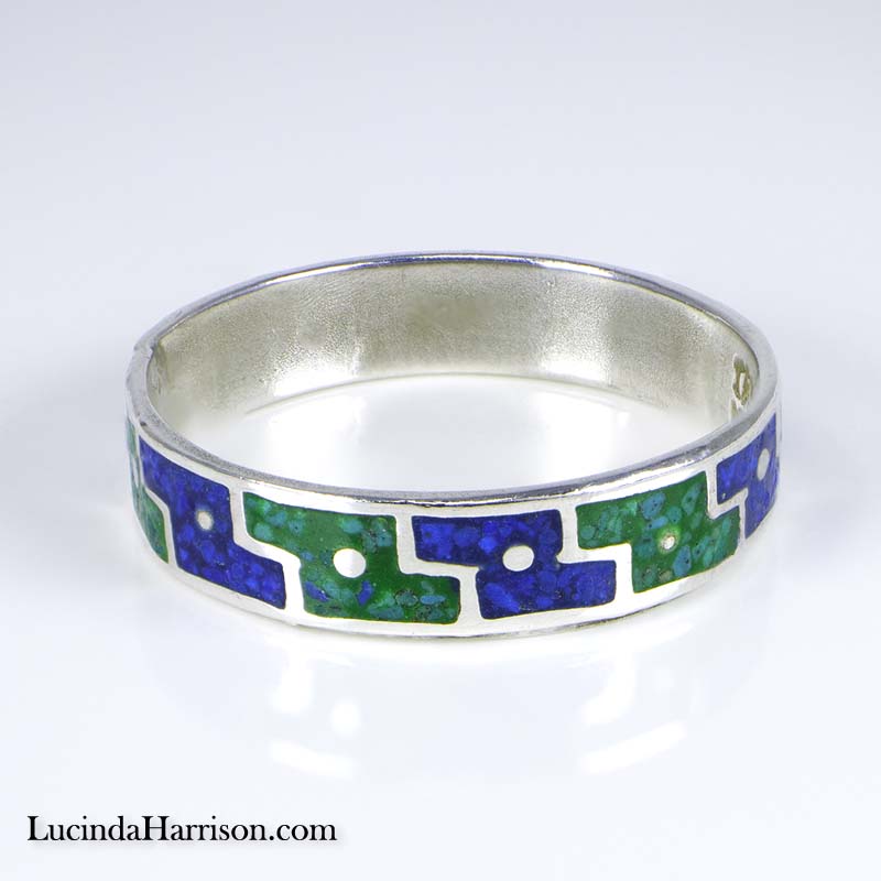 Sterling Silver Malachite Azurite Inlaid Ring