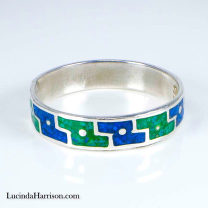 Sterling Silver Malachite Azurite Inlaid Ring