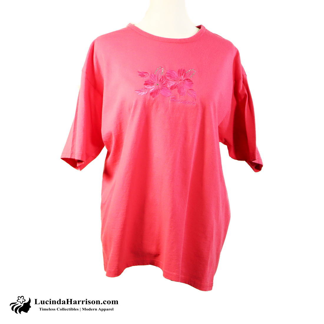 Sun International Dark Pink Hawaii Hibiscus Flower T-Shirt