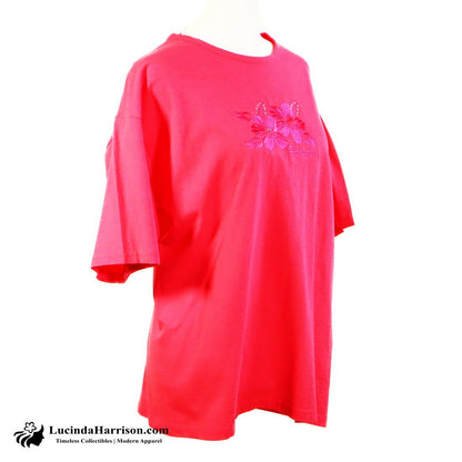 Sun International Dark Pink Hawaii Hibiscus Flower T-Shirt