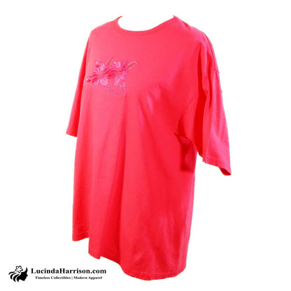 Sun International Dark Pink Hawaii Hibiscus Flower T-Shirt