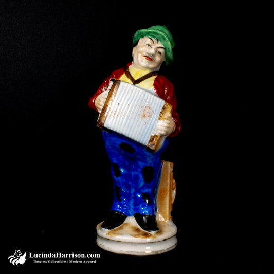 Antique 1940s Porcelain Figurine Man Playing Accordion Occupied Japan