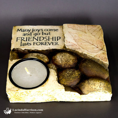 VTG Tea Light Candle Holder Friendship Lasts Forever