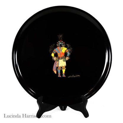 1960s Vintage Couroc of Monterey Hummingbird Kachina Inlaid Hopi Indian Serving Plate