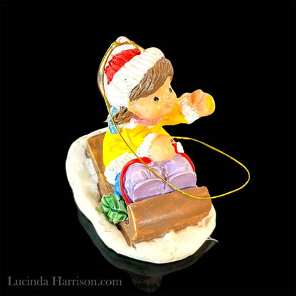 1990 Silvestri Outdoor Fun Girl on Sled Ornament