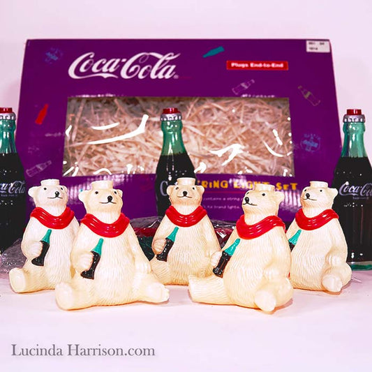 1997 Coca-Cola String Lights Polar Bears Bottles