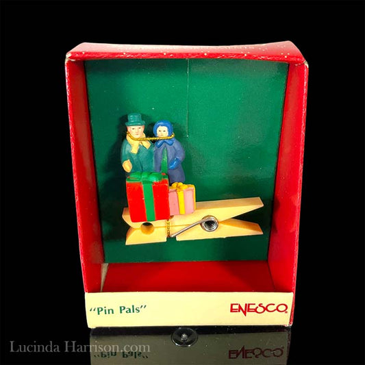 Enesco 1989 PIN PALS Miniature Ornament Man and Woman